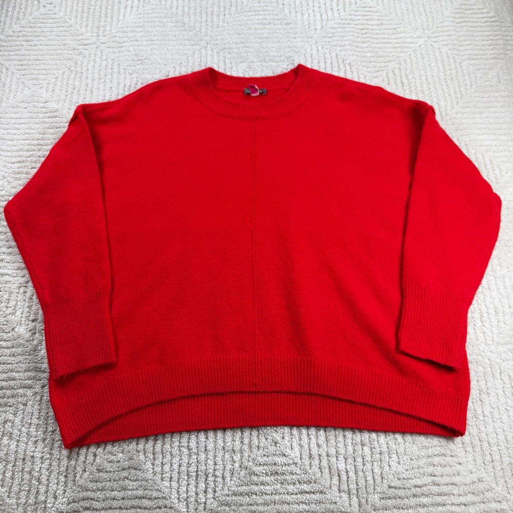 Vince Camuto Sweater Womens Large Red Oversized Cozy Holiday Minimalist Slouchy